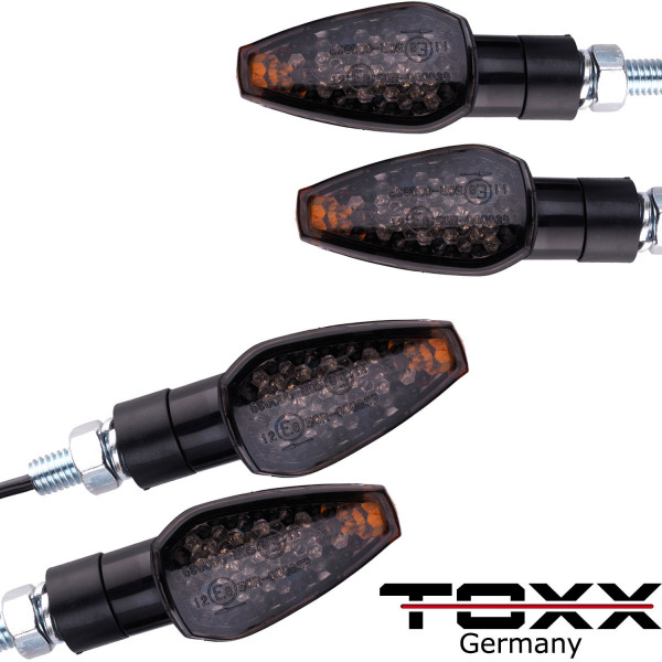 LED Blinker Peak schwarz kurz smoke Set 4er Set