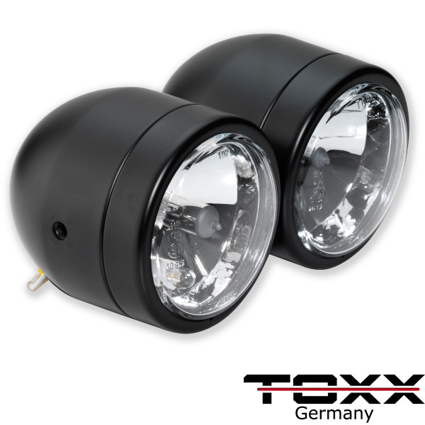 ToXx Motorrad Doppel Haupt Scheinwerfer schwarz universal