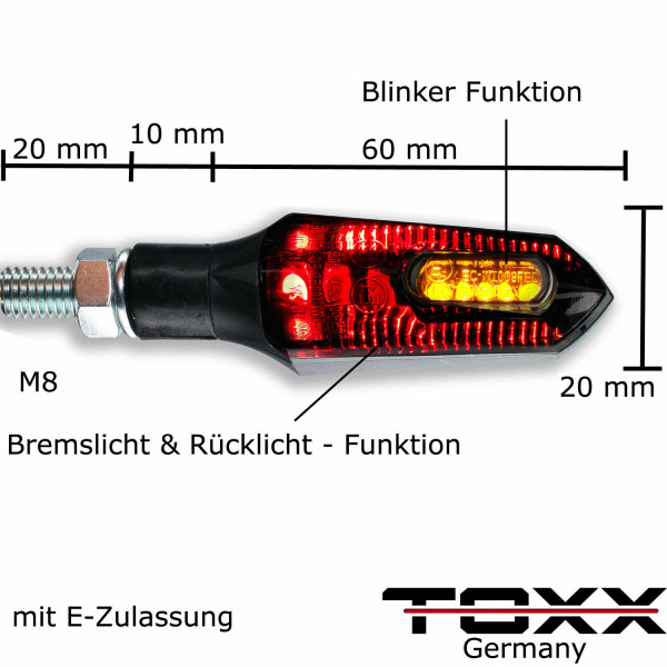 ToXx 3in1 LED Rücklicht Blinker Arrow schwarz getönt