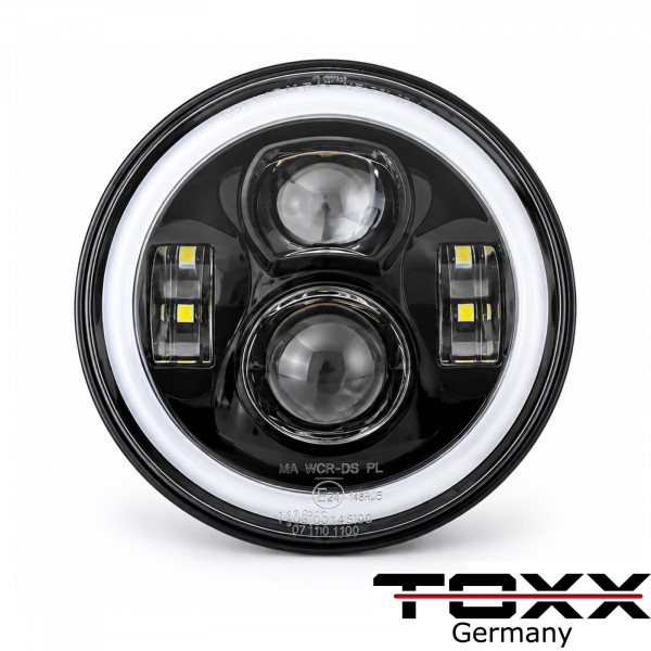 7 Zoll LED Hauptscheinwerfer mit LED Standlichtring E-geprüft | Projektor LED Scheinwerfer Universal