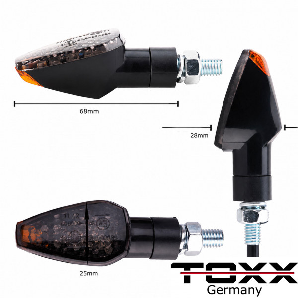 LED Blinker Peak schwarz kurz smoke Set 4er Set
