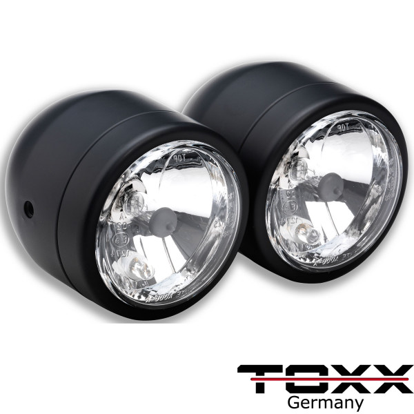 ToXx Motorrad Doppel Haupt Scheinwerfer schwarz universal