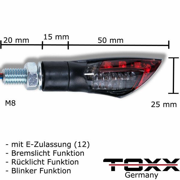 ToXx 3in1 LED Rücklicht Blinker Dual schwarz getönt