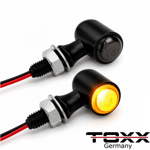 LED Motorrad Metall Blinker Mini Bullet schwarz smoke getönt