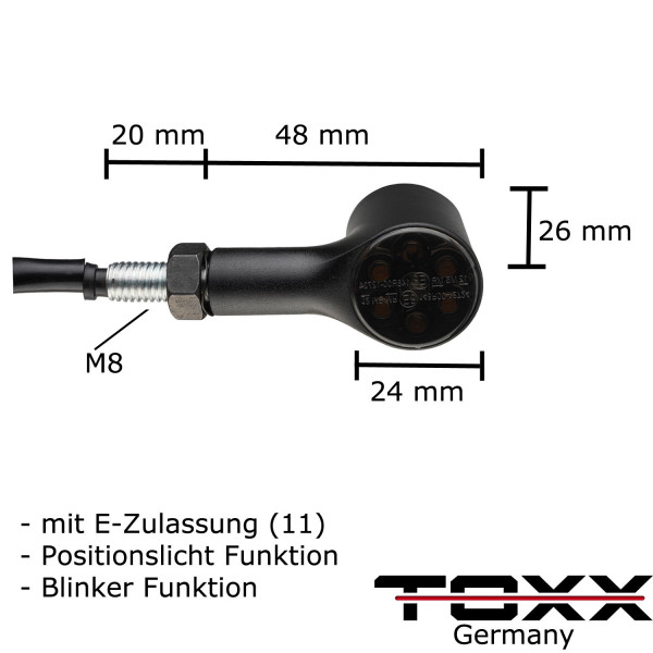 Toxx LED Standlicht Blinker + Rücklicht Blinker Bull schwarz getönt