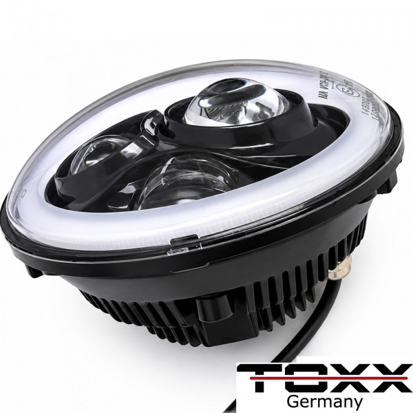 7 Zoll LED Hauptscheinwerfer mit LED Standlichtring E-geprüft | Projektor LED Scheinwerfer Universal