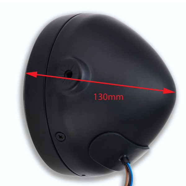 ToXx Motorrad Scheinwerfer Bullet H4 schwarz matt klar 5 3/4 Zoll