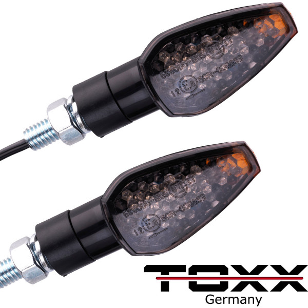 LED Blinker Peak schwarz kurz smoke Set 4er Set