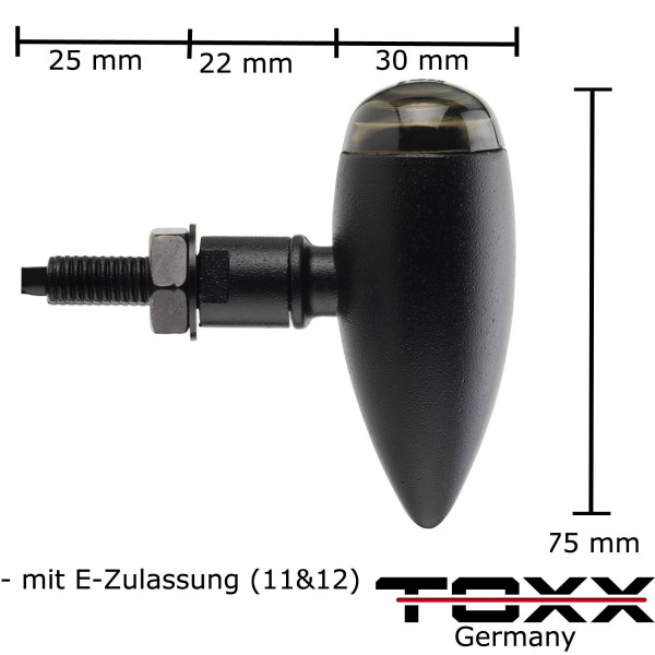 ToXx Halogen Blinker Bullet schwarz getönt 4er Set