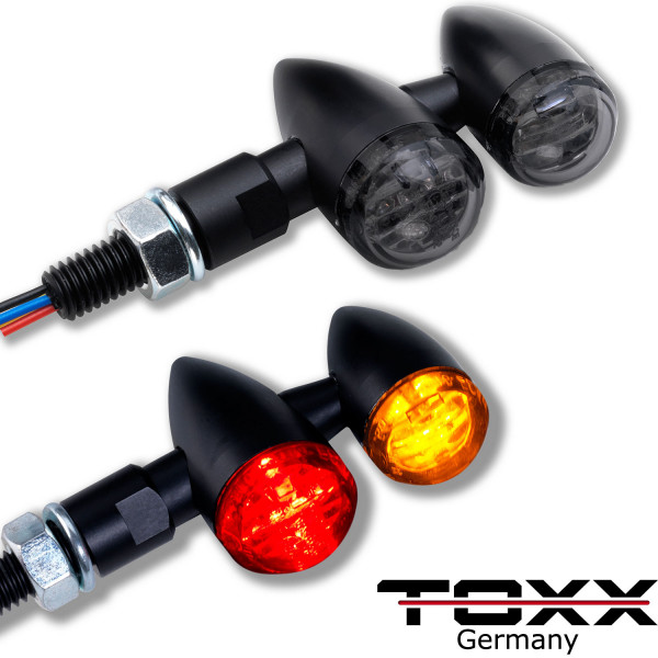 ToXx 3in1 LED Rücklicht Blinker Bullet schwarz getönt
