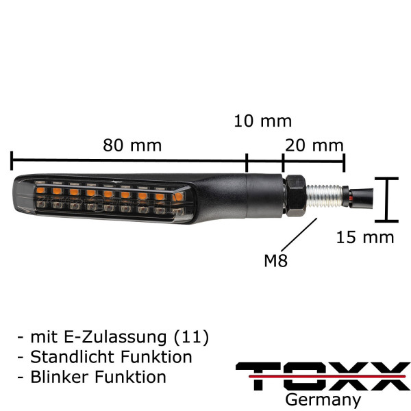 ToXx LED Blinker / Positionslicht Flat schwarz getönt