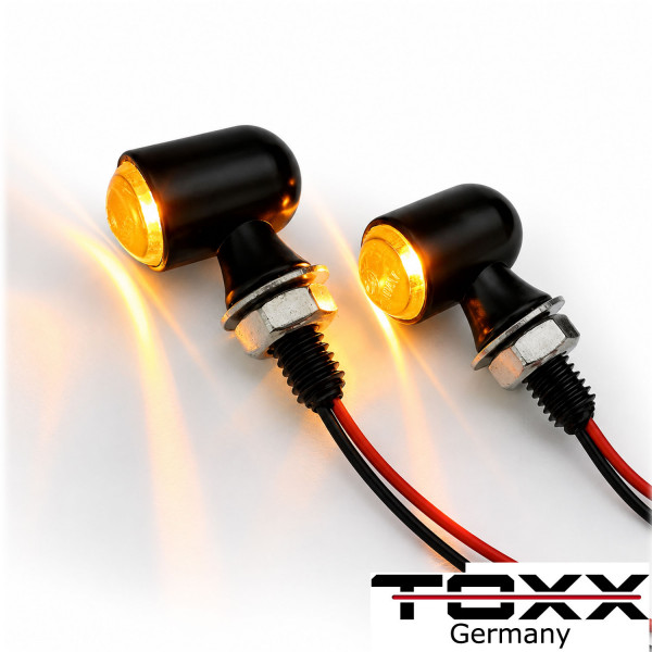 LED Motorrad Metall Blinker Mini Bullet schwarz smoke getönt 4er Set