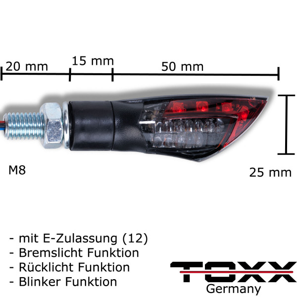 ToXx 3in1 LED Rücklicht Blinker Dual schwarz getönt