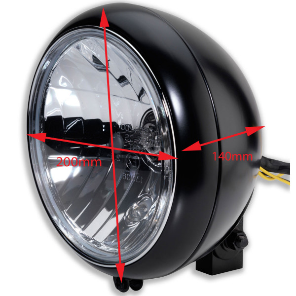 ToXx Motorrad Scheinwerfer Classic H4 Schwarz Klar 7 Zoll mit Halterung