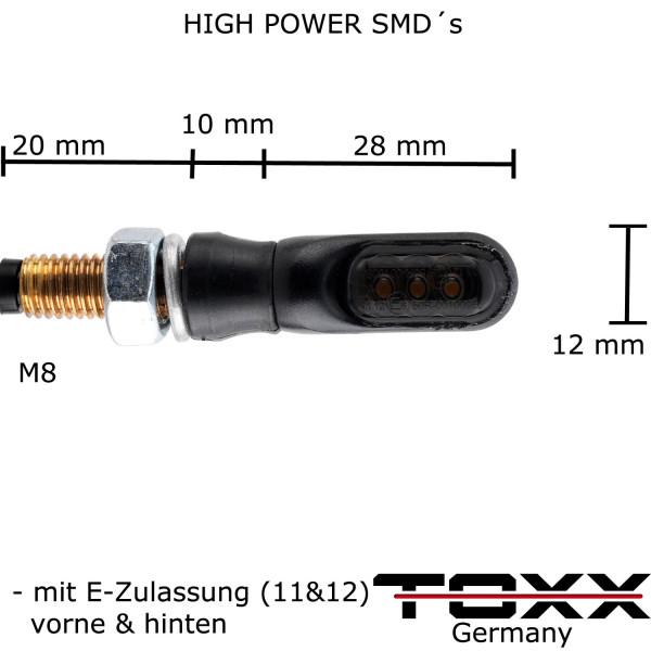 ToXx LED Blinker Spark schwarz getönt 4er