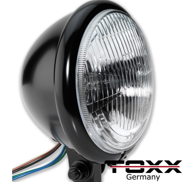 ToXx Motorrad Scheinwerfer Bates Style Schwarz