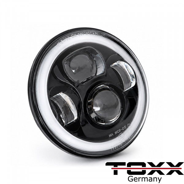 7 Zoll LED Hauptscheinwerfer mit LED Standlichtring E-geprüft | Projektor LED Scheinwerfer Universal