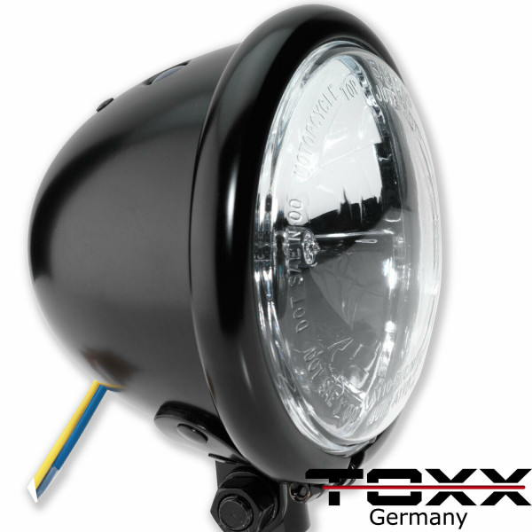 ToXx Motorrad Scheinwerfer Bates Style schwarz klar