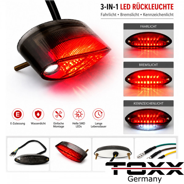 LED Motorrad Rückleuchte Street One schwarz smoke getönt