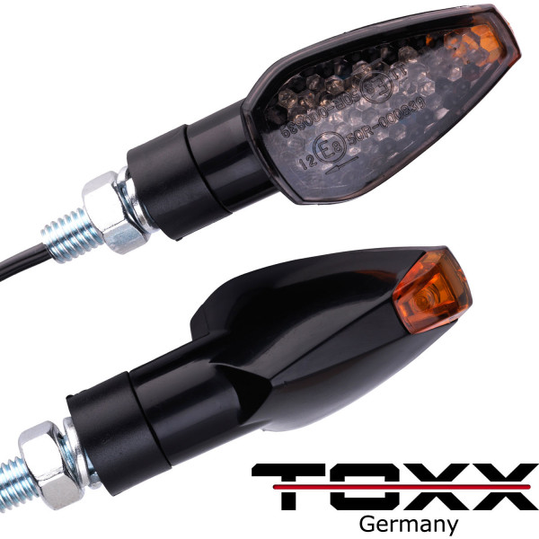 LED Blinker Peak schwarz kurz smoke Set 4er Set