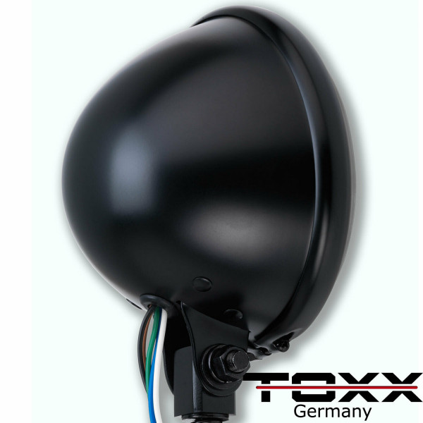 ToXx Motorrad Scheinwerfer Bates Style schwarz klar