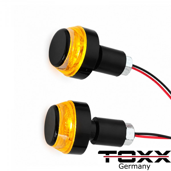 LED Motorrad Lenkerenden Blinker für 22mm Lenker Lenkerblinker schwarz klar