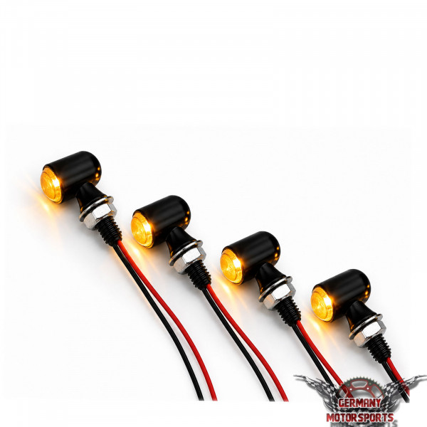 LED Motorrad Metall Blinker Mini Bullet schwarz smoke getönt 4er Set
