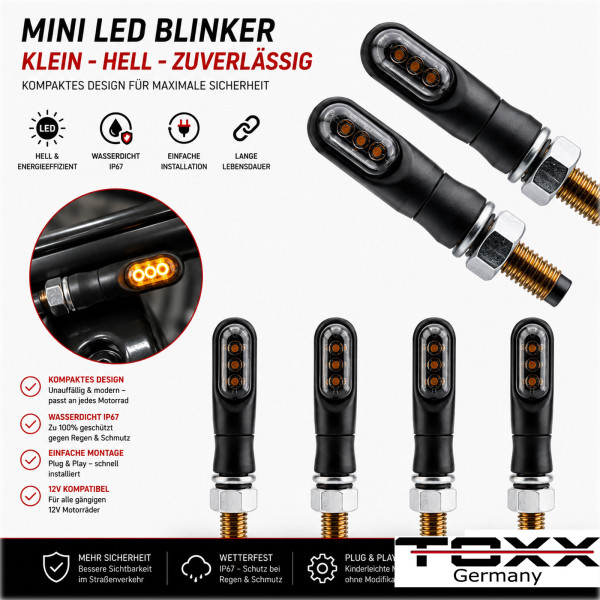 ToXx LED Blinker Spark schwarz getönt 4er