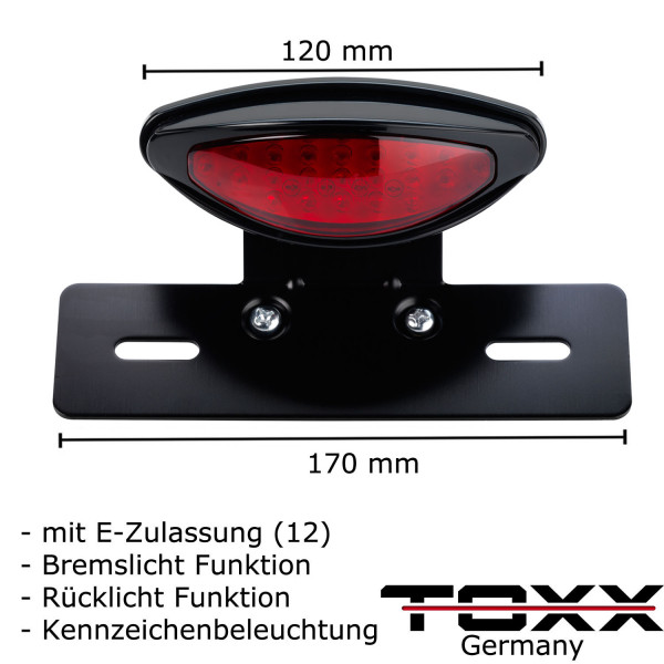 ToXx LED Rücklicht Classic mit schwarzem Kennzeichenträger