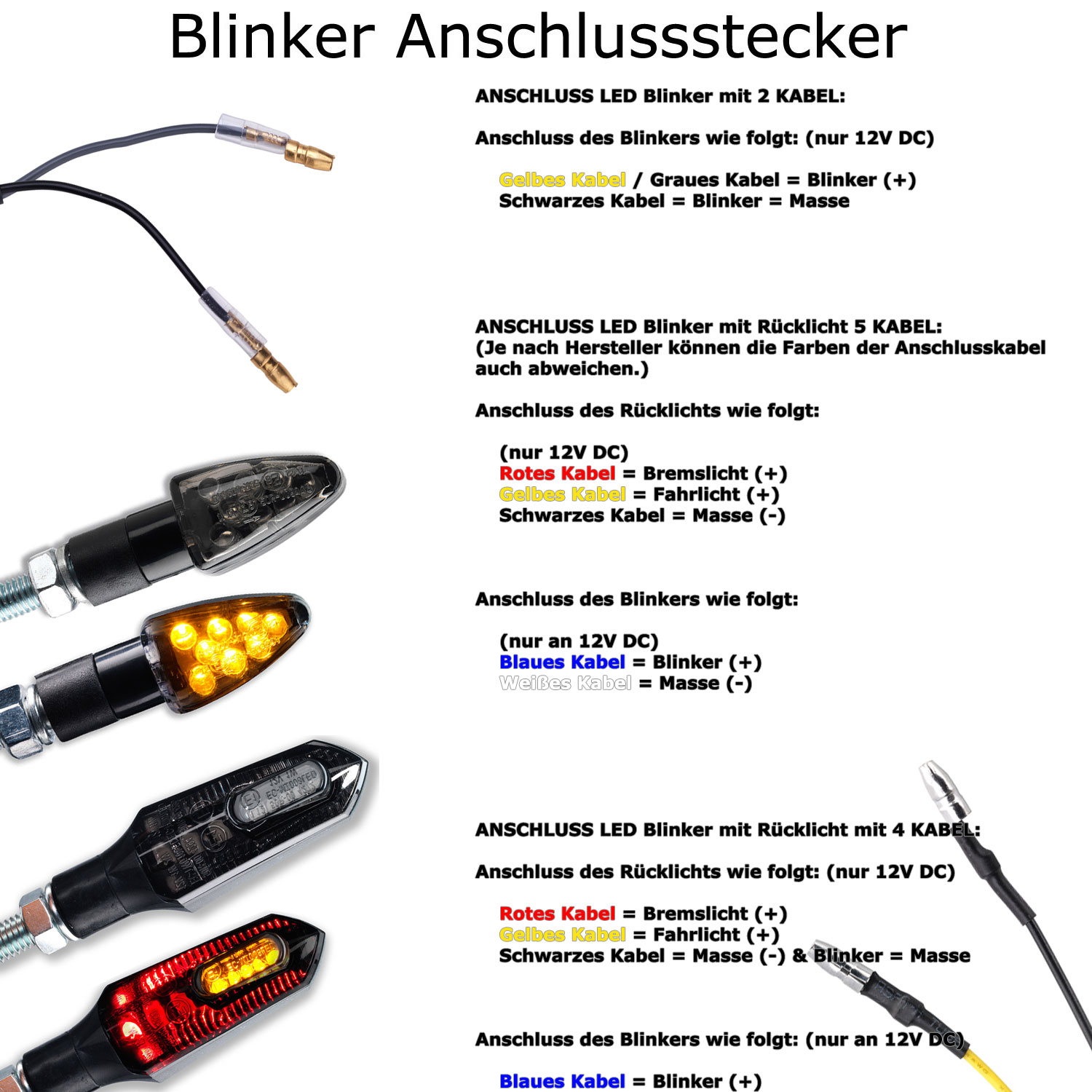 2 Stück Universal LED Motorrad Blinker Licht Rücklicht Lampe 12V