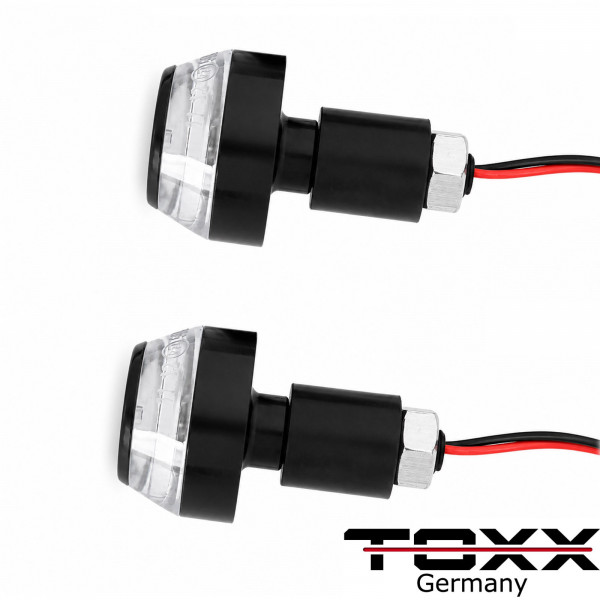 LED Motorrad Lenkerenden Blinker für 22mm Lenker Lenkerblinker schwarz klar