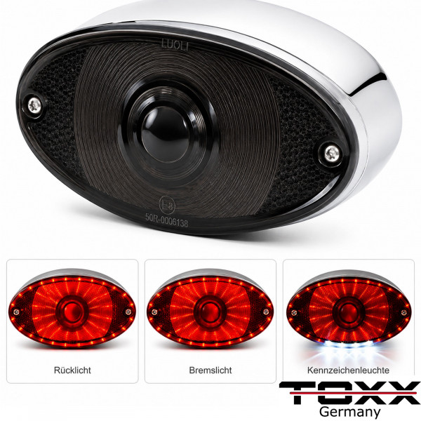 LED Rücklicht Cat Eye II schwarz chrom
