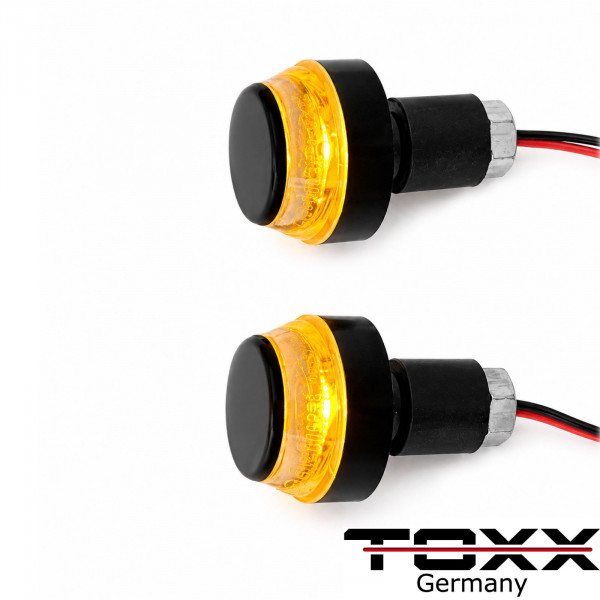 LED Motorrad Lenkerenden Blinker für 22mm Lenker Lenkerblinker schwarz klar