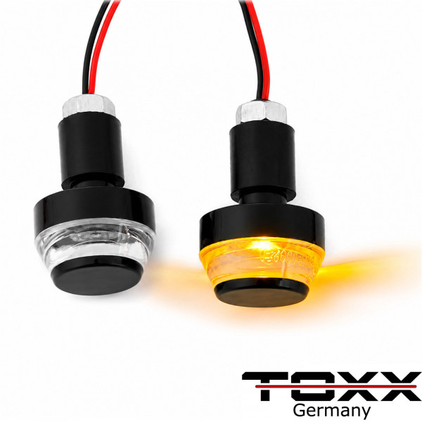 LED Motorrad Lenkerenden Blinker für 22mm Lenker Lenkerblinker schwarz klar