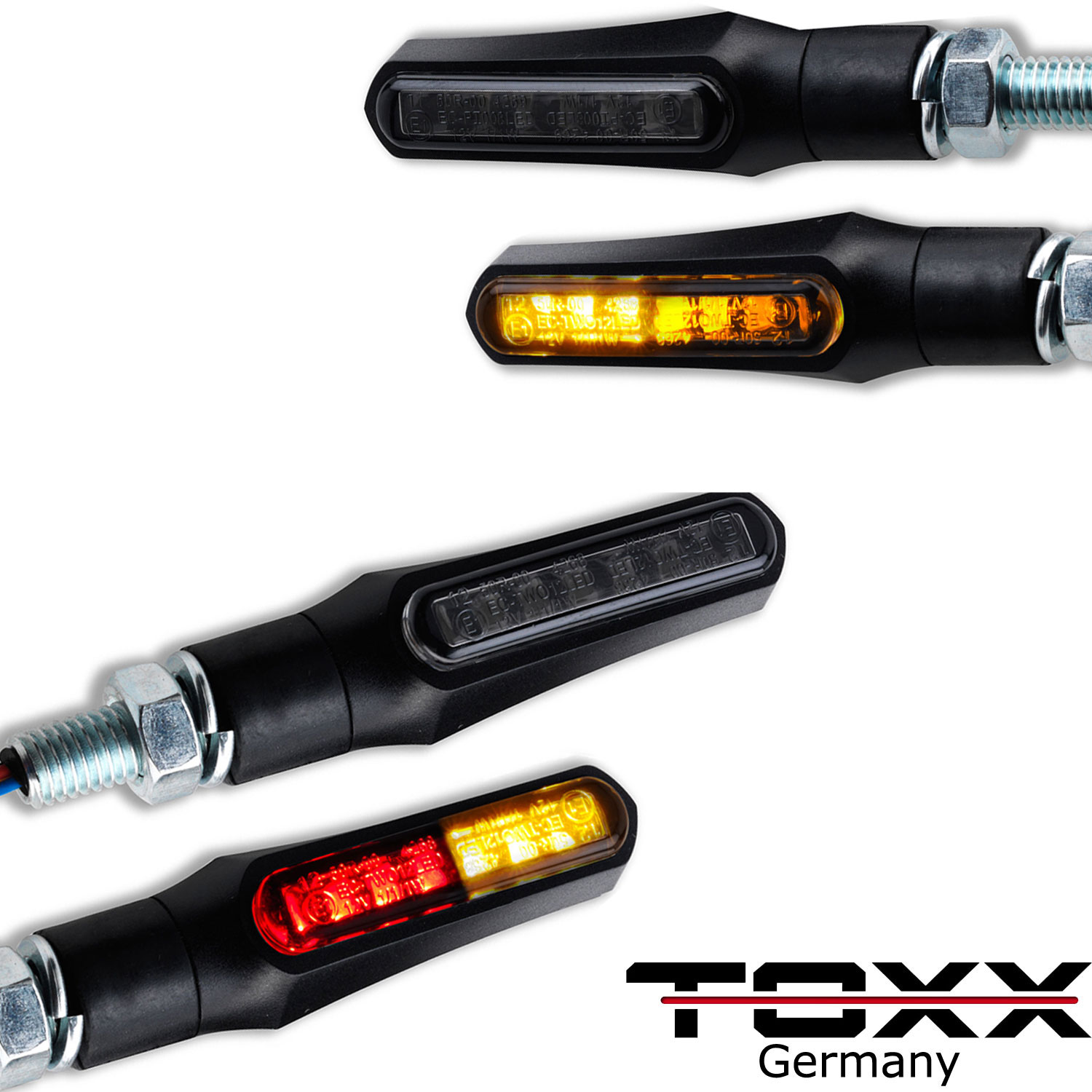 Blade LED Blinker mit Lauflicht + Rücklicht+ Bremslicht, schwarz getönt