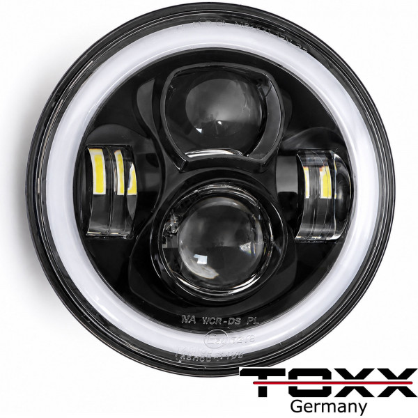 7 Zoll LED Hauptscheinwerfer mit LED Standlichtring E-geprüft | Projektor LED Scheinwerfer Universal