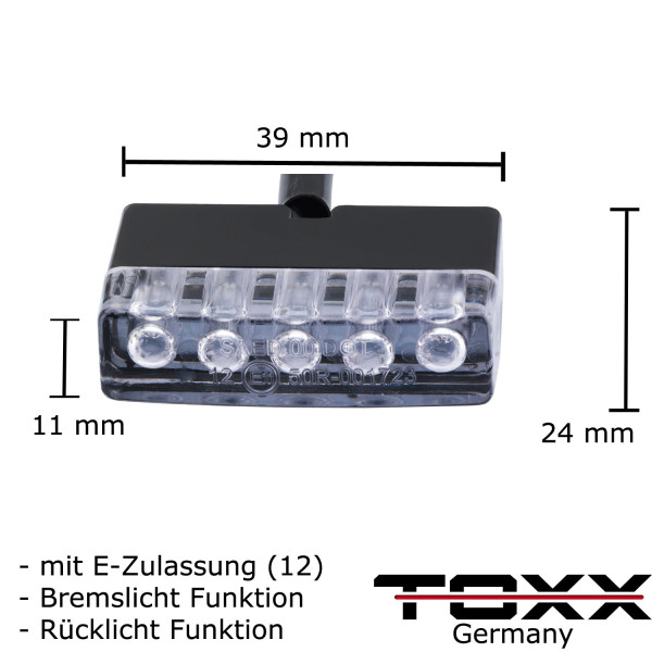 ToXx LED Rücklicht Shorty schwarz klar