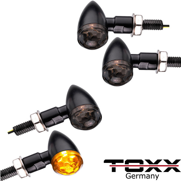 ToXx Led Blinker Bullet LB schwarz getönt 4er Set