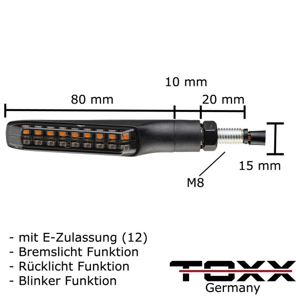 Toxx LED Rücklicht Blinker Flat schwarz getönt