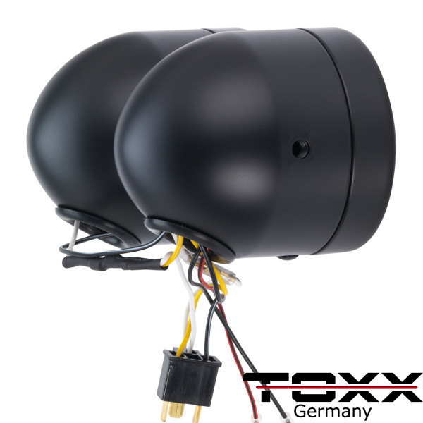 ToXx Motorrad Doppel Haupt Scheinwerfer schwarz universal
