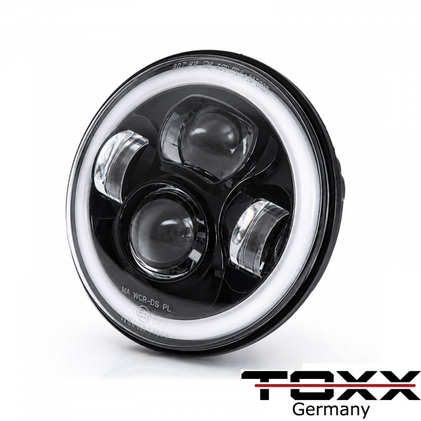 7 Zoll LED Hauptscheinwerfer mit LED Standlichtring E-geprüft | Projektor LED Scheinwerfer Universal