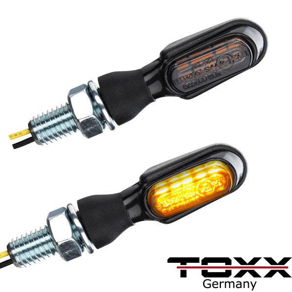 Motorrad LED Blinker Attos chrome schwarz getönt Motorrad Harley Custom  Chopper CafeRacer