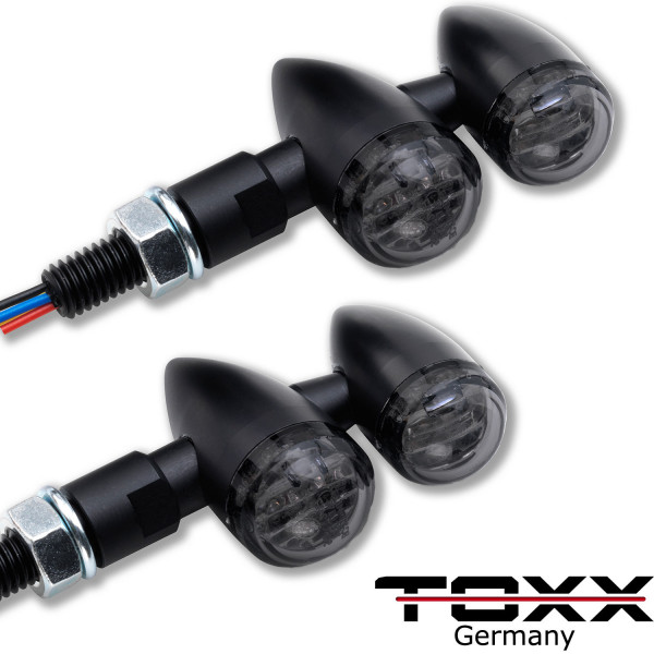 ToXx 3in1 LED Rücklicht Blinker Bullet schwarz getönt