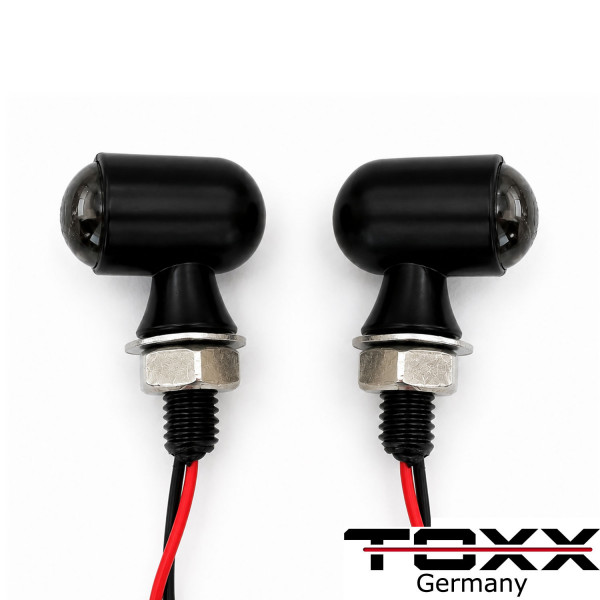 LED Motorrad Metall Blinker Mini Bullet schwarz smoke getönt 4er Set