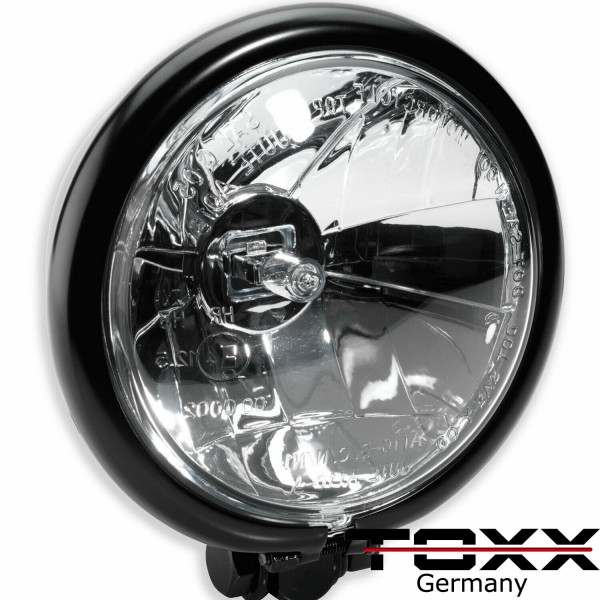 ToXx Motorrad Scheinwerfer Bates Style schwarz klar