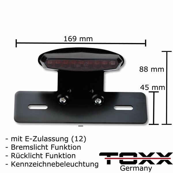 ToXx LED Rücklicht Xeno mit schwarzem Kennzeichenhalter