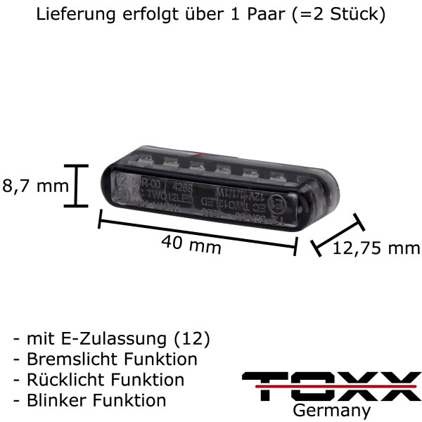 Toxx LED Rücklicht Blinker Shorty schwarz getönt