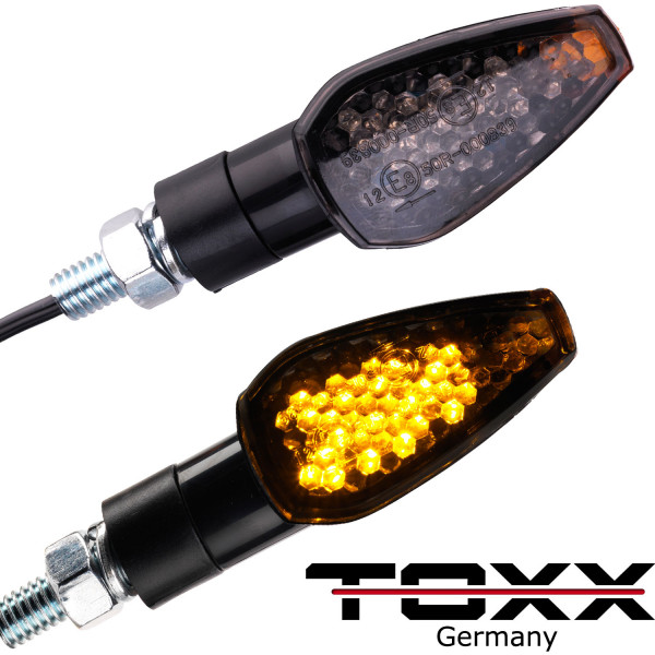 LED Blinker Peak schwarz kurz smoke Set 4er Set