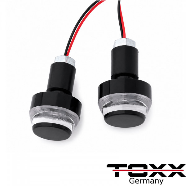 LED Motorrad Lenkerenden Blinker für 22mm Lenker Lenkerblinker schwarz klar
