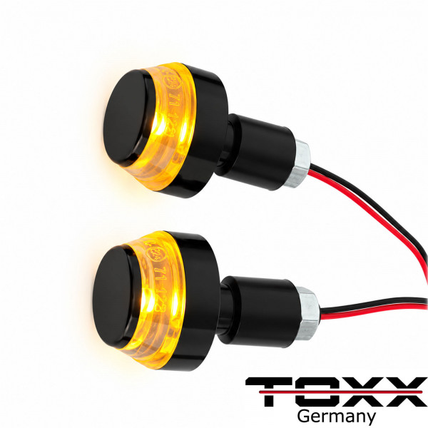 LED Motorrad Lenkerenden Blinker für 22mm Lenker Lenkerblinker schwarz klar